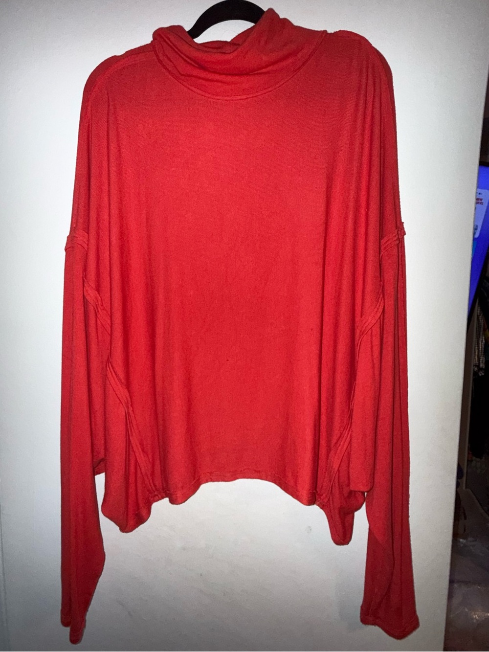 Free People We The Free Deep Coral Salmon Red Turtleneck Long Sleeve Top